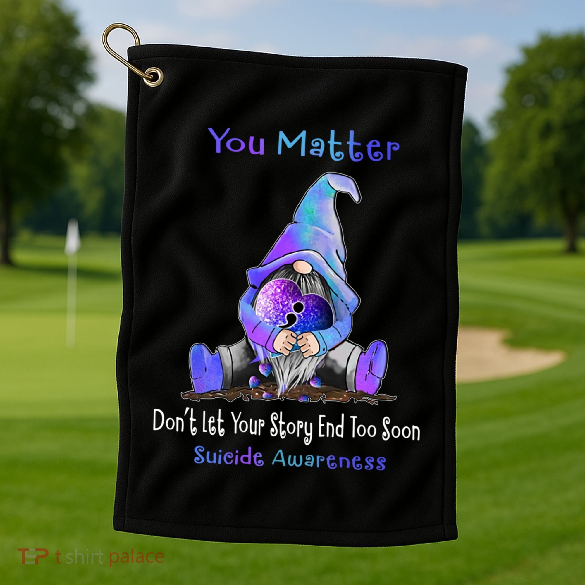 You Matter Suicide Prevention Teal Purple Awareness Heart Gift Golf Towel