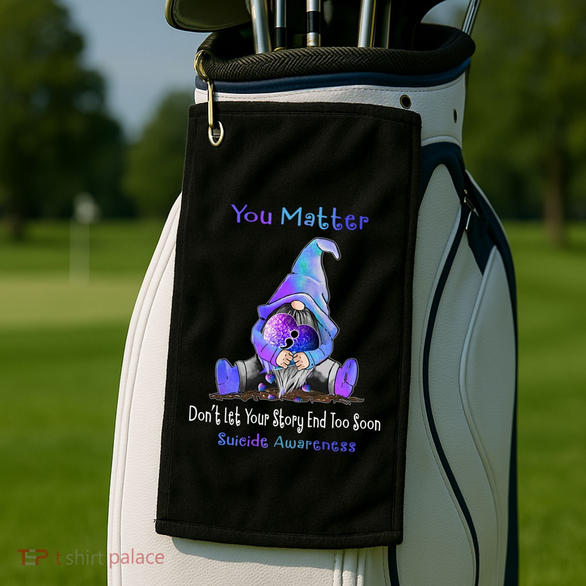 You Matter Suicide Prevention Teal Purple Awareness Heart Gift Golf Towel
