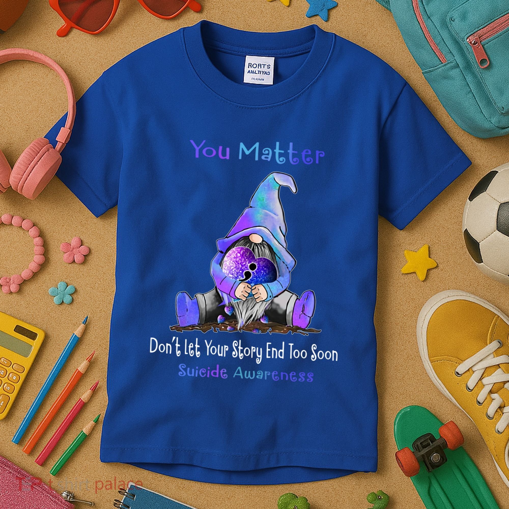 You Matter Suicide Prevention Teal Purple Awareness Heart Gift Kids T-Shirt