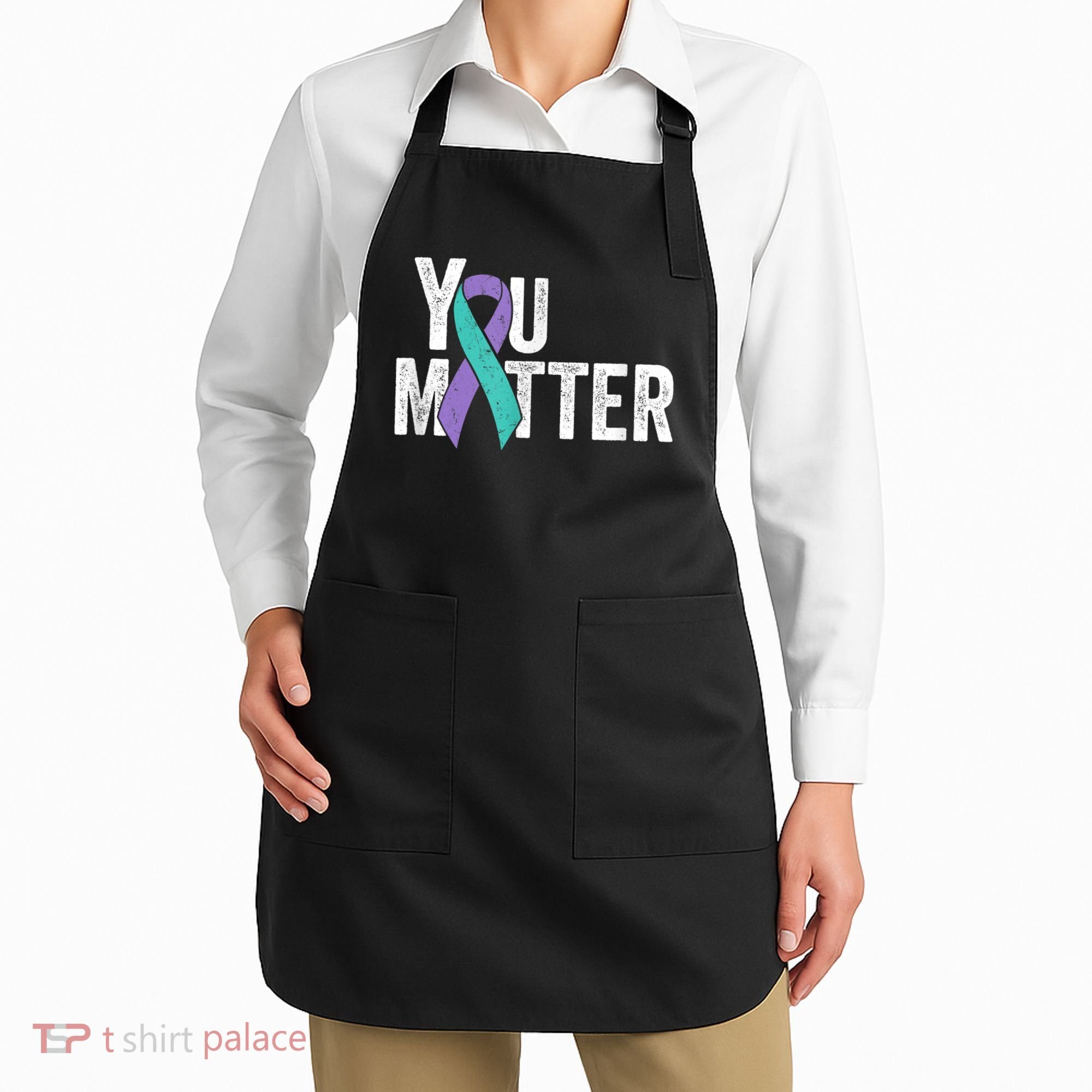 You Matter - Suicide Prevention Teal Purple Awareness Ribbon Apron