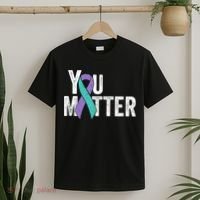 You Matter - Suicide Prevention Teal Purple Awareness Ribbon T-Shirt thumb 2