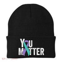 You Matter - Suicide Prevention Teal Purple Awareness Ribbon Beanie thumb 0