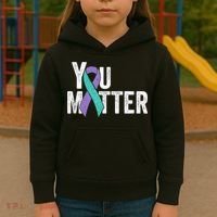 You Matter - Suicide Prevention Teal Purple Awareness Ribbon Kids Hoodie thumb 3