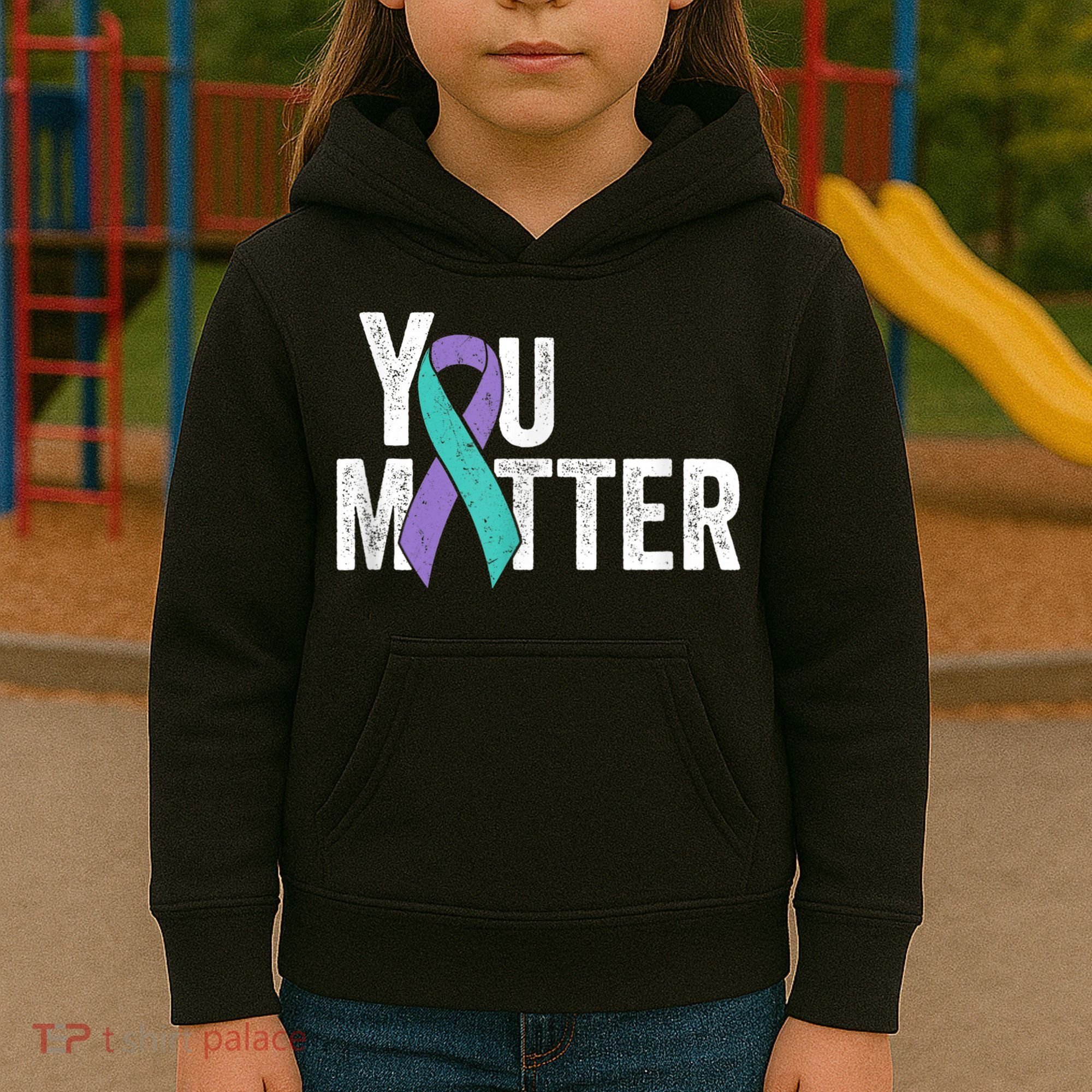 You Matter - Suicide Prevention Teal Purple Awareness Ribbon Kids Hoodie