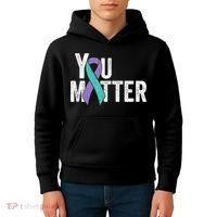 You Matter - Suicide Prevention Teal Purple Awareness Ribbon Kids Hoodie thumb 4