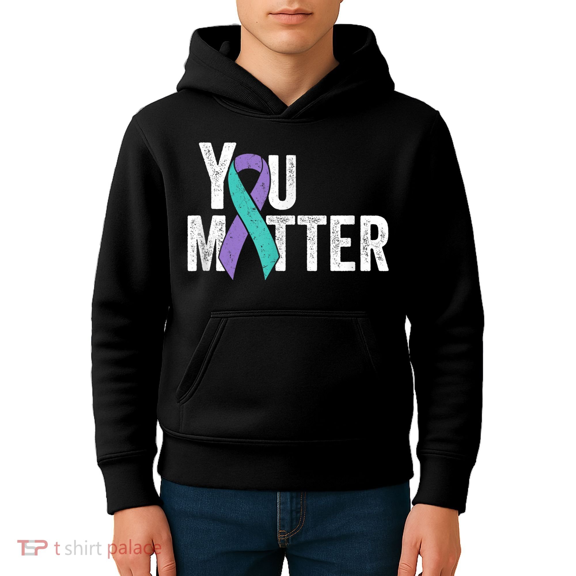 You Matter - Suicide Prevention Teal Purple Awareness Ribbon Kids Hoodie