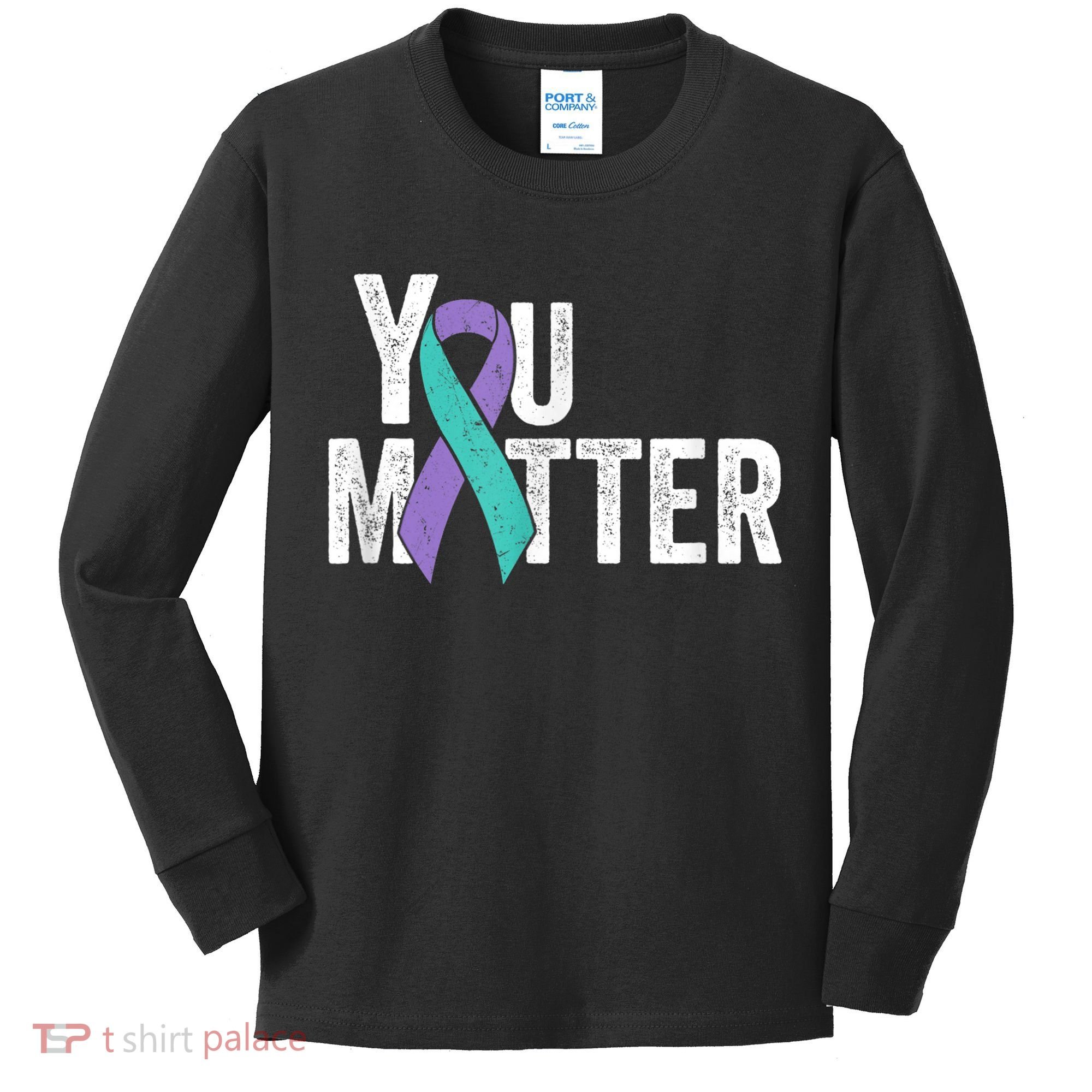 You Matter - Suicide Prevention Teal Purple Awareness Ribbon Kids Long Sleeve Shirt