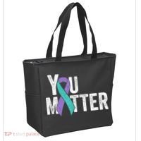 You Matter - Suicide Prevention Teal Purple Awareness Ribbon Tote Bag thumb 2