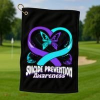 You Matter Suicide Prevention Awareness Butterfly Gift Golf Towel thumb 1