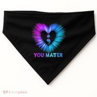You Matter Suicide Prevention Awareness Teal Purple Heart USA-Made Doggie Bandana thumb 0