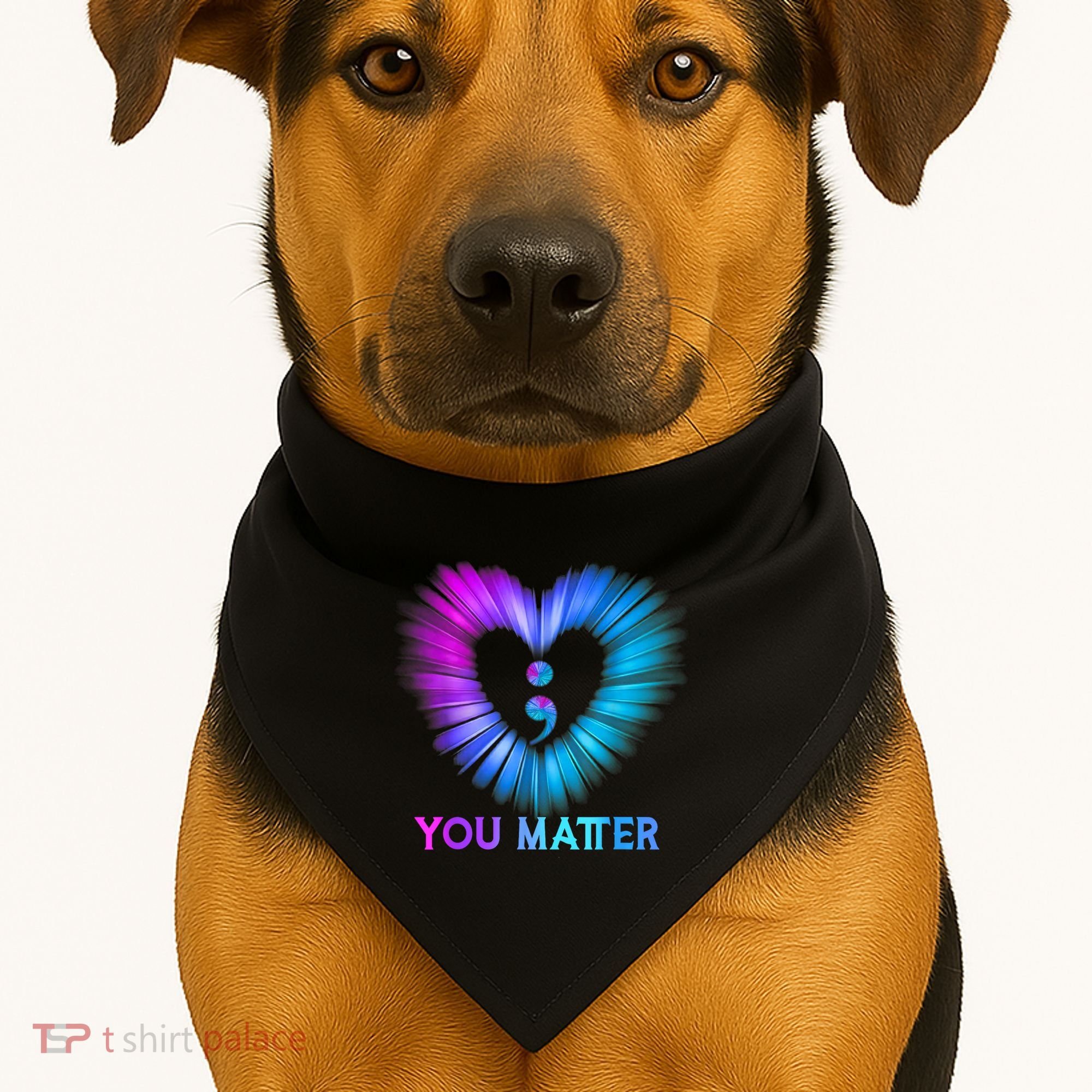 You Matter Suicide Prevention Awareness Teal Purple Heart USA-Made Doggie Bandana