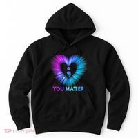 You Matter Suicide Prevention Awareness Teal Purple Heart Hoodie thumb 0