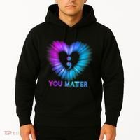 You Matter Suicide Prevention Awareness Teal Purple Heart Hoodie thumb 2