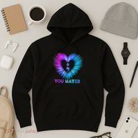 You Matter Suicide Prevention Awareness Teal Purple Heart Hoodie thumb 3
