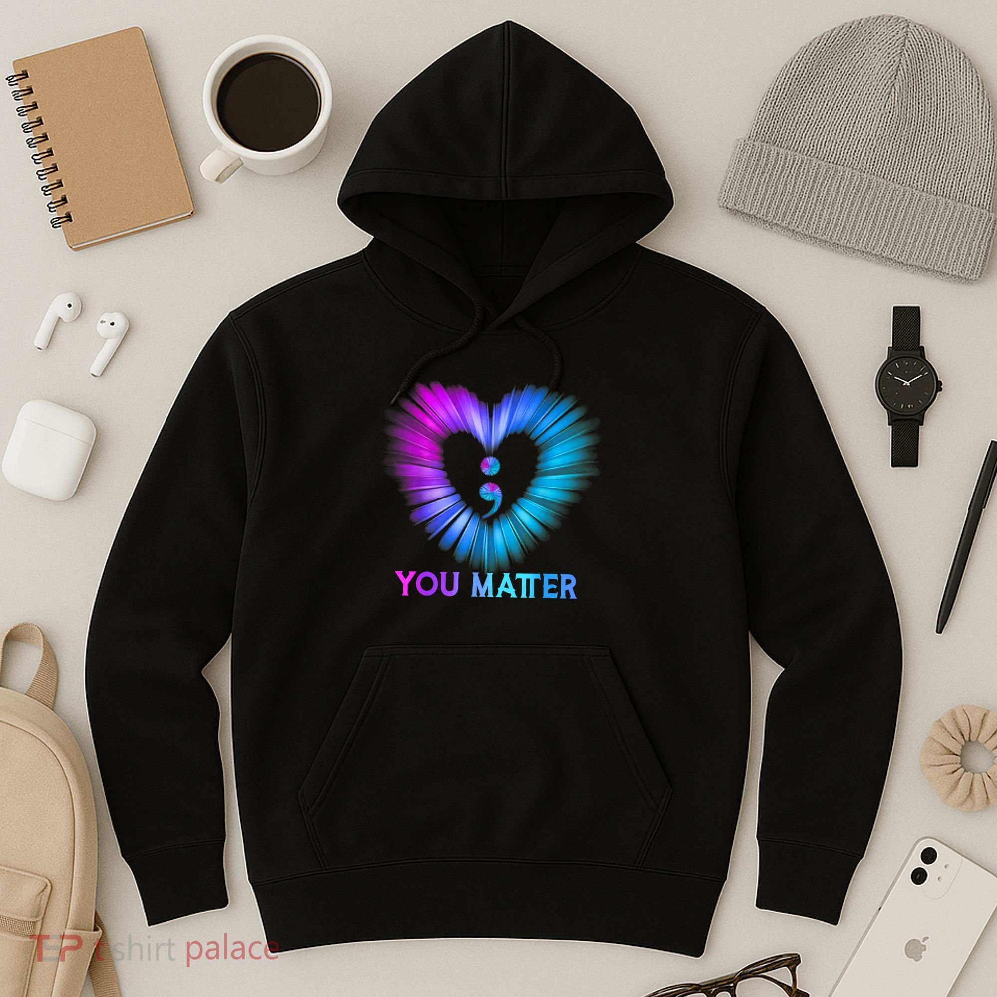 You Matter Suicide Prevention Awareness Teal Purple Heart Hoodie