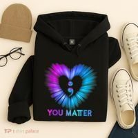 You Matter Suicide Prevention Awareness Teal Purple Heart Hoodie thumb 4