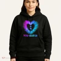 You Matter Suicide Prevention Awareness Teal Purple Heart Hoodie thumb 5