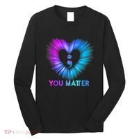 You Matter Suicide Prevention Awareness Teal Purple Heart Long Sleeve Shirt thumb 0