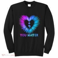 You Matter Suicide Prevention Awareness Teal Purple Heart Sweatshirt thumb 0