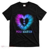 You Matter Suicide Prevention Awareness Teal Purple Heart T-Shirt thumb 0