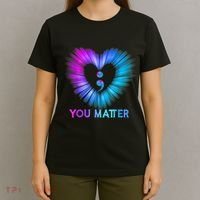 You Matter Suicide Prevention Awareness Teal Purple Heart T-Shirt thumb 4