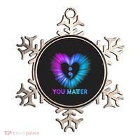 You Matter Suicide Prevention Awareness Teal Purple Heart Ornament thumb 0