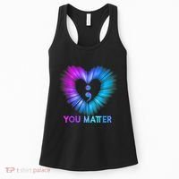 You Matter Suicide Prevention Awareness Teal Purple Heart Women's Tank Top thumb 0