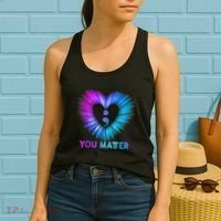 You Matter Suicide Prevention Awareness Teal Purple Heart Women's Tank Top thumb 2