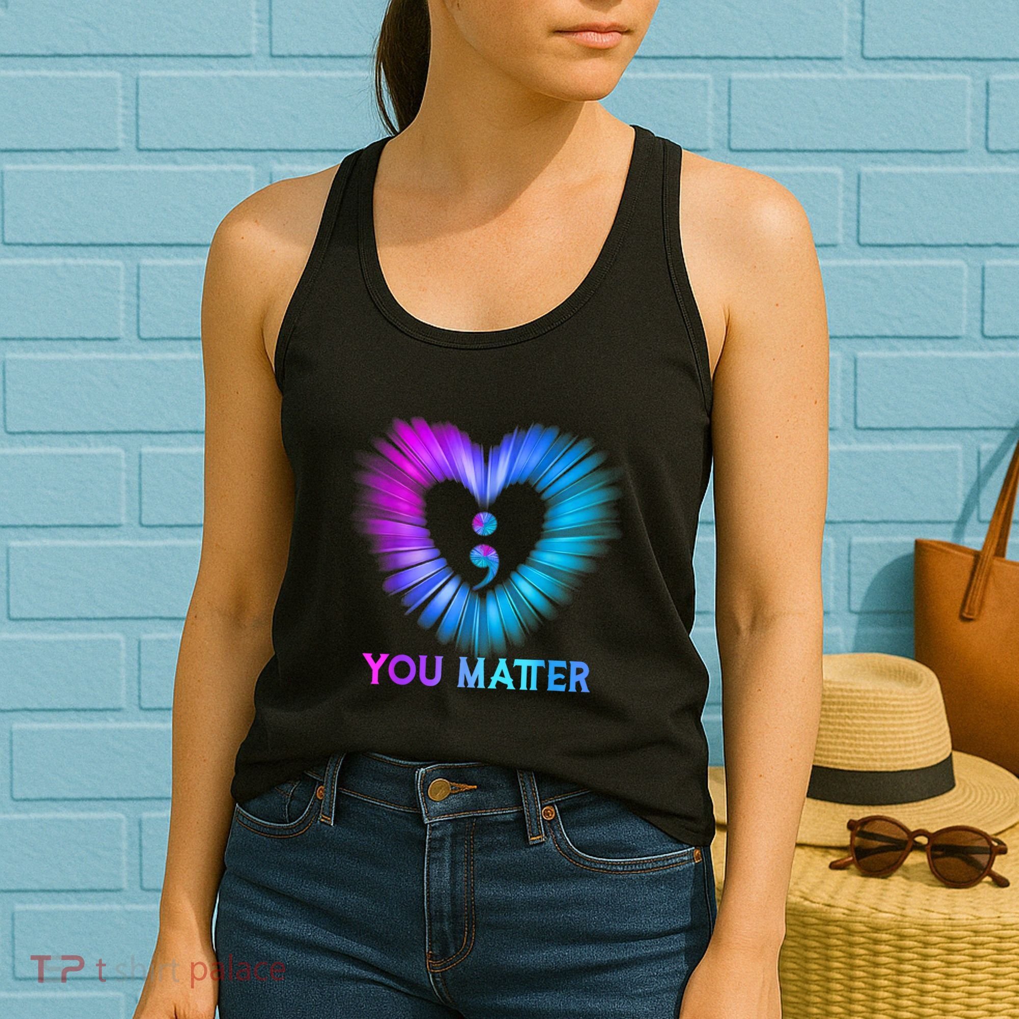 You Matter Suicide Prevention Awareness Teal Purple Heart Women's Tank Top