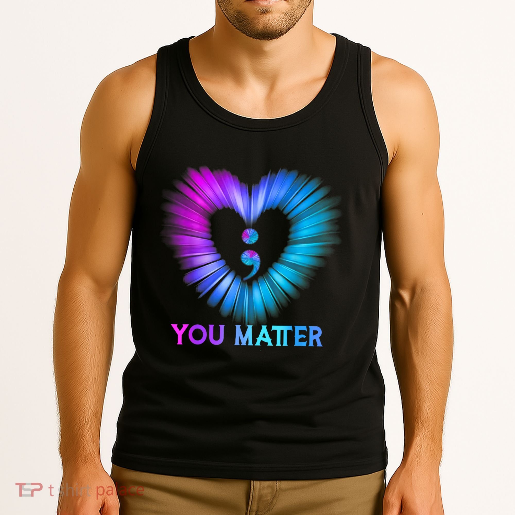 You Matter Suicide Prevention Awareness Teal Purple Heart Tank Top