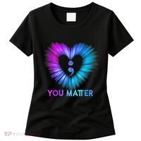 You Matter Suicide Prevention Awareness Teal Purple Heart Women's T-Shirt thumb 0