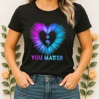 You Matter Suicide Prevention Awareness Teal Purple Heart Women's T-Shirt thumb 2