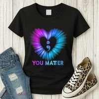 You Matter Suicide Prevention Awareness Teal Purple Heart Women's T-Shirt thumb 3
