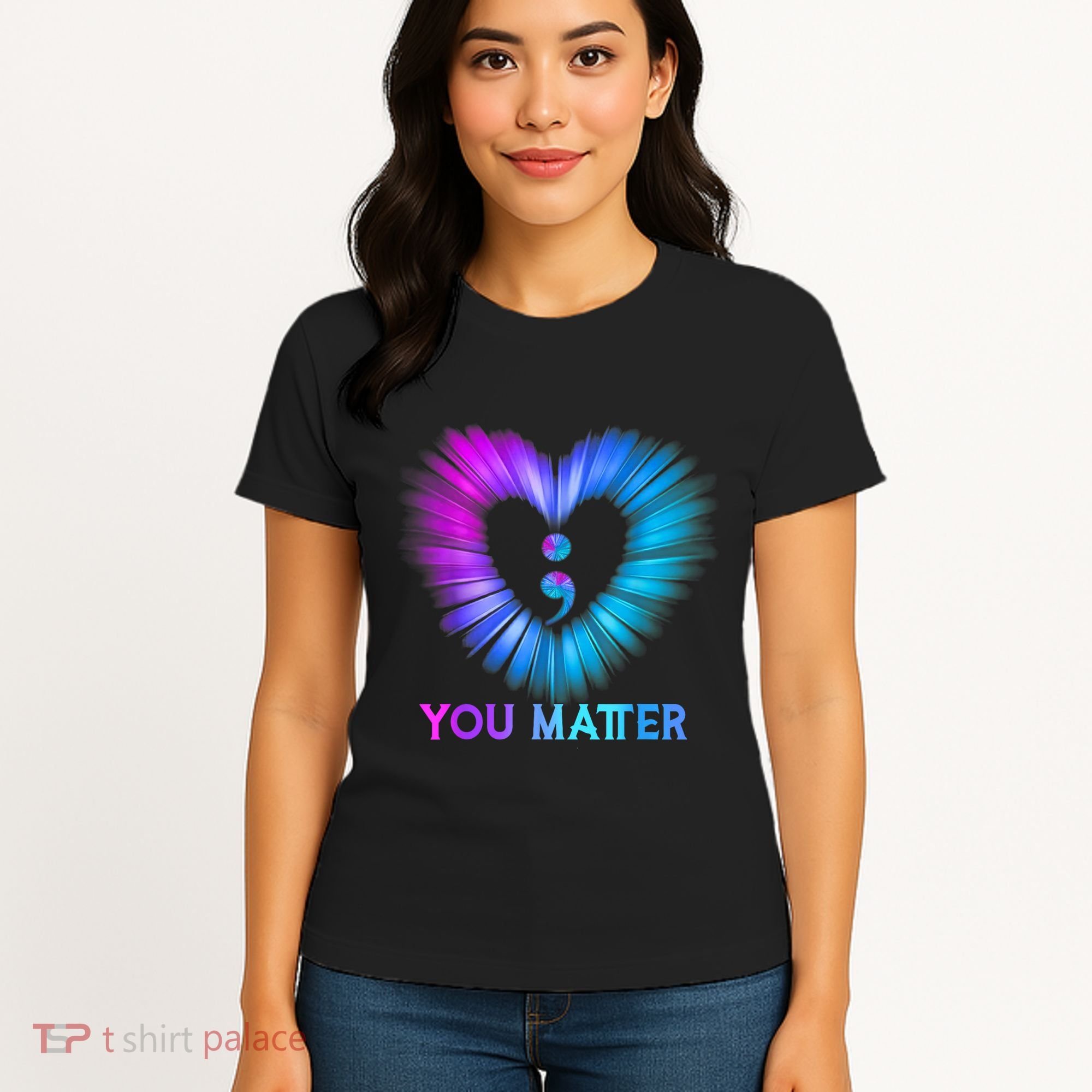 You Matter Suicide Prevention Awareness Teal Purple Heart Women's T-Shirt