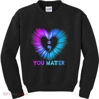 You Matter Suicide Prevention Awareness Teal Purple Heart Kids Sweatshirt thumb 0