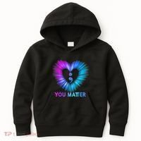 You Matter Suicide Prevention Awareness Teal Purple Heart Kids Hoodie thumb 0