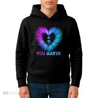 You Matter Suicide Prevention Awareness Teal Purple Heart Kids Hoodie thumb 4