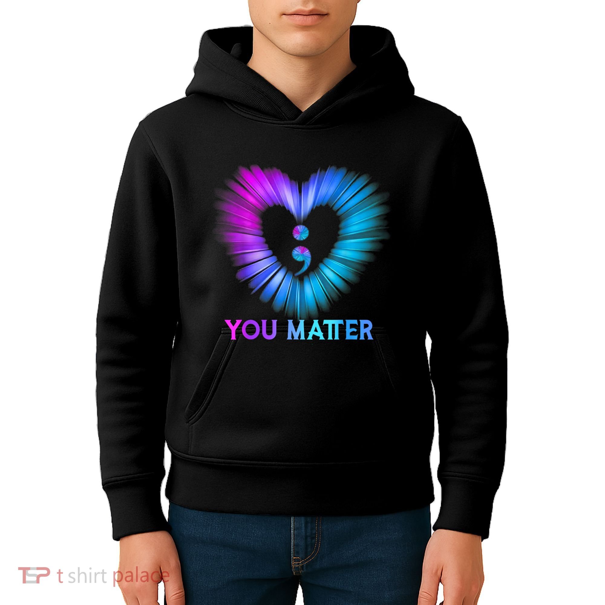 You Matter Suicide Prevention Awareness Teal Purple Heart Kids Hoodie