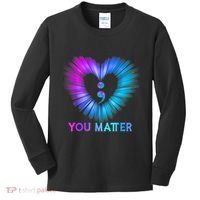 You Matter Suicide Prevention Awareness Teal Purple Heart Kids Long Sleeve Shirt thumb 0