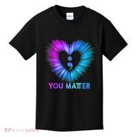 You Matter Suicide Prevention Awareness Teal Purple Heart Kids T-Shirt thumb 0