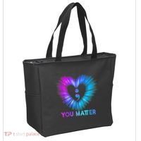 You Matter Suicide Prevention Awareness Teal Purple Heart Tote Bag thumb 2