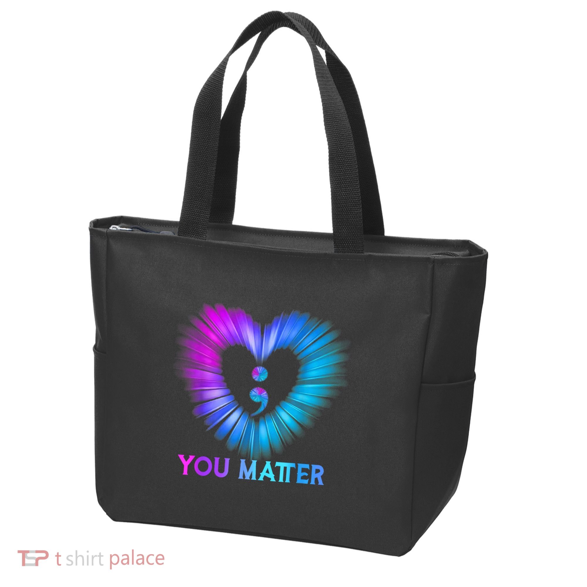 You Matter Suicide Prevention Awareness Teal Purple Heart Tote Bag