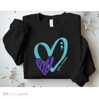 You Matter Suicide Prevention Awareness Teal Purple Heart Sweatshirt thumb 2