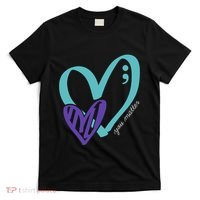You Matter Suicide Prevention Awareness Teal Purple Heart T-Shirt thumb 0