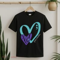 You Matter Suicide Prevention Awareness Teal Purple Heart T-Shirt thumb 2