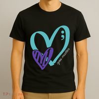 You Matter Suicide Prevention Awareness Teal Purple Heart T-Shirt thumb 3