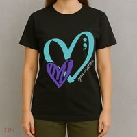 You Matter Suicide Prevention Awareness Teal Purple Heart T-Shirt thumb 4