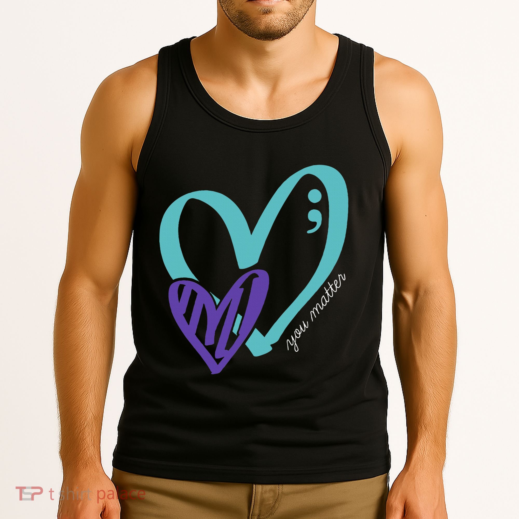 You Matter Suicide Prevention Awareness Teal Purple Heart Tank Top