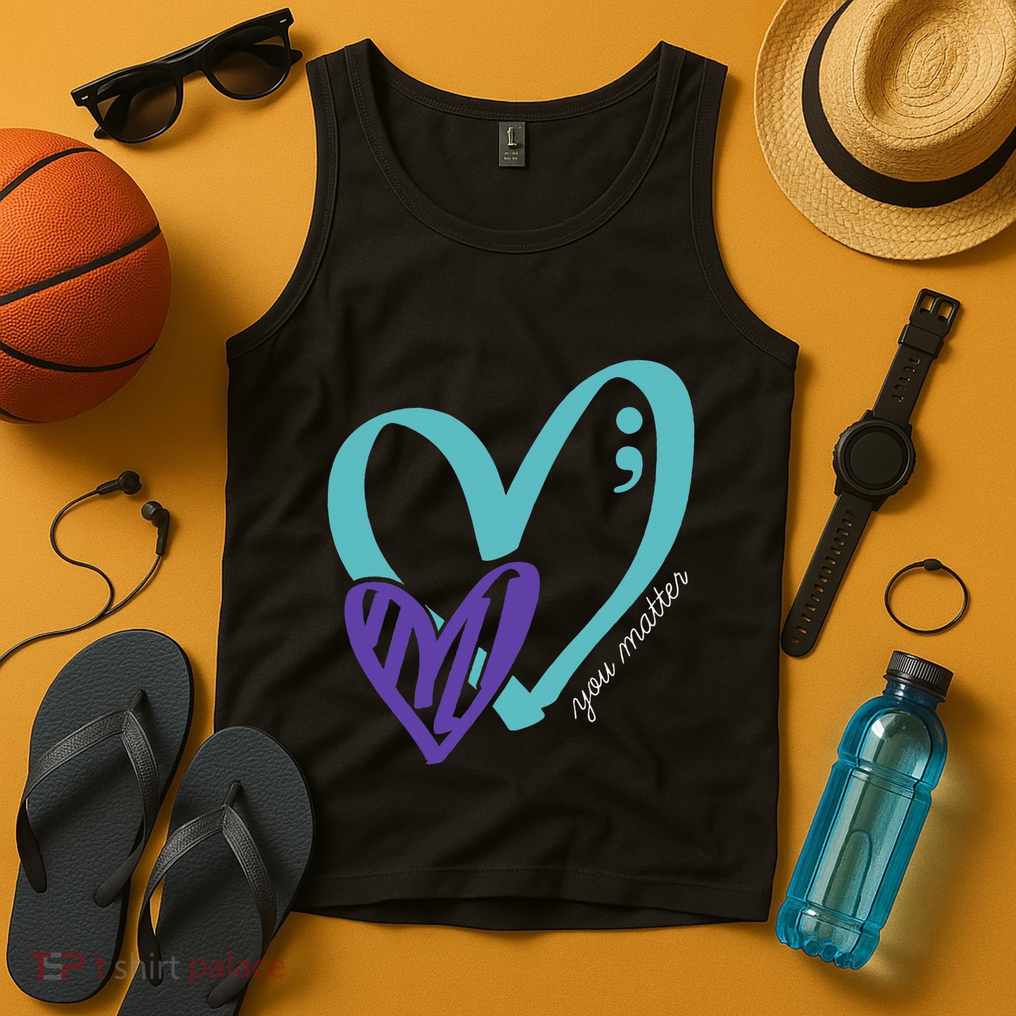 You Matter Suicide Prevention Awareness Teal Purple Heart Tank Top