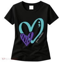You Matter Suicide Prevention Awareness Teal Purple Heart Women's T-Shirt thumb 0